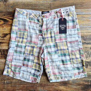NWT The New Ivy Brand Patchwork Madras Plaid 10" Walking Shorts 100% Cotton